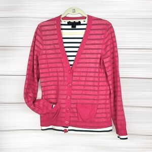 Marc by Marc Jacobs Double Layered Cardigan Cotton Pink and Marine Striped S